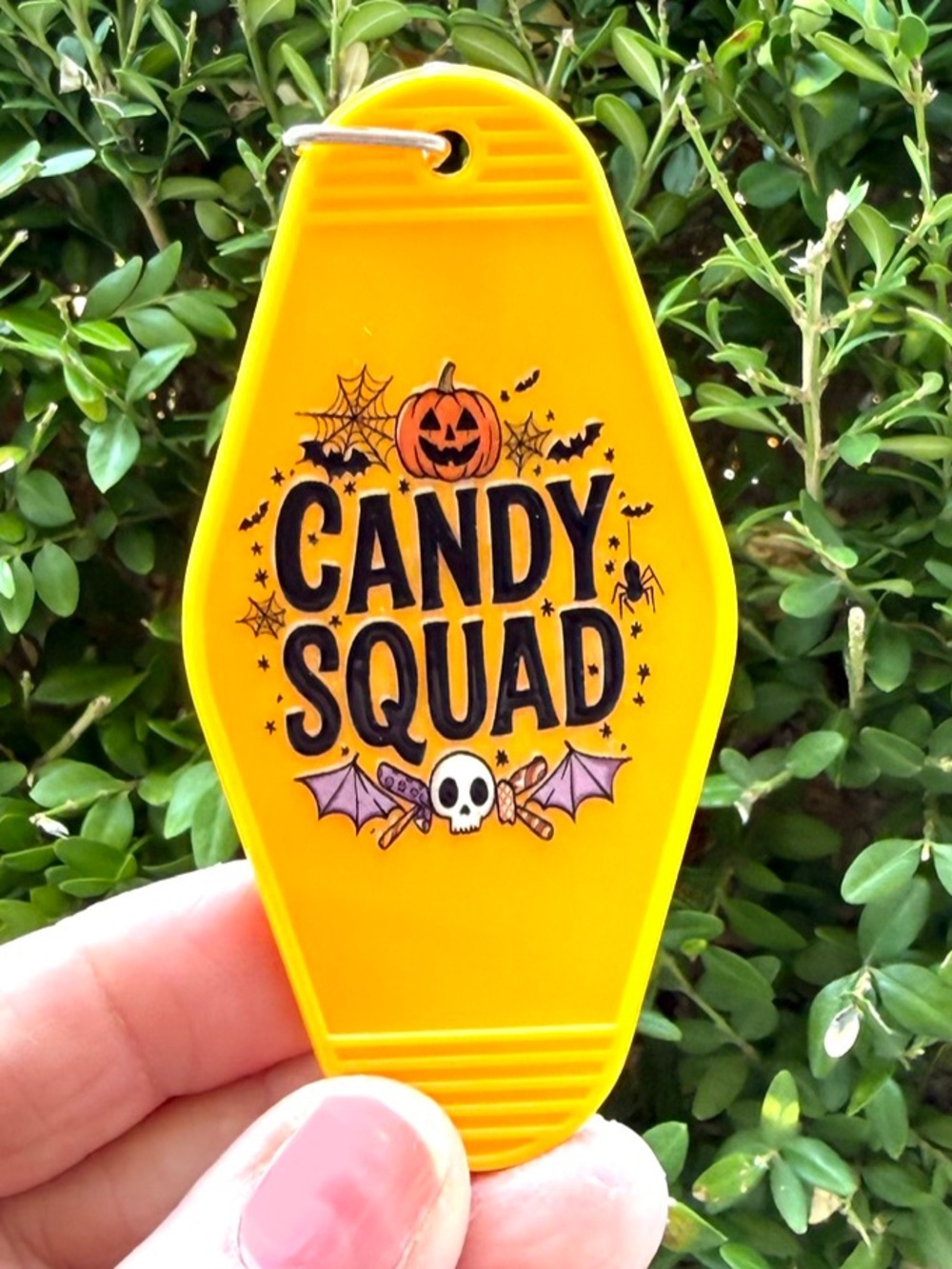 Vintage style motel key 3.5 inch keychain Halloween-themed gift idea